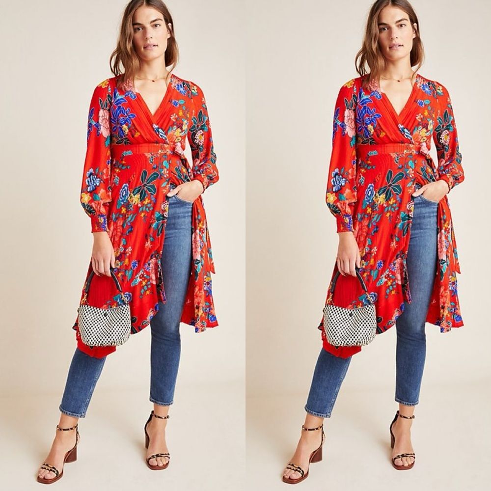 Anthropologie Boswell Textured Wrap Tunic